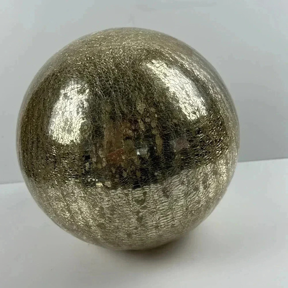 GLASS LARGE GOLD CRACKLE LIGHTED BALL 32” ROUND WITH A 3.5” Flat surface holiday - Picture 4 of 4